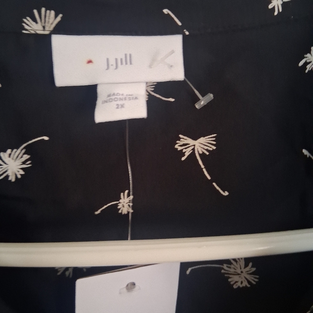 J Jill NWT Satin Dandilion Floral Button Down Blouse Top Business Casual 2X - Picture 4 of 6